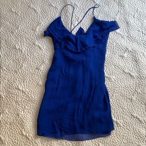 Blue Cobalt Thorn Strappy Silk Mini Dress